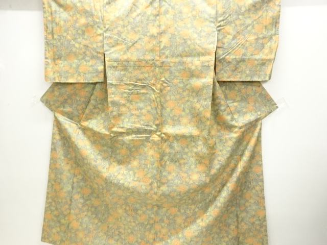 JAPANESE KIMONO / OMESHI / NISHIJIN-ORI / UNUSED / WOVEN FLORAL PLANTS